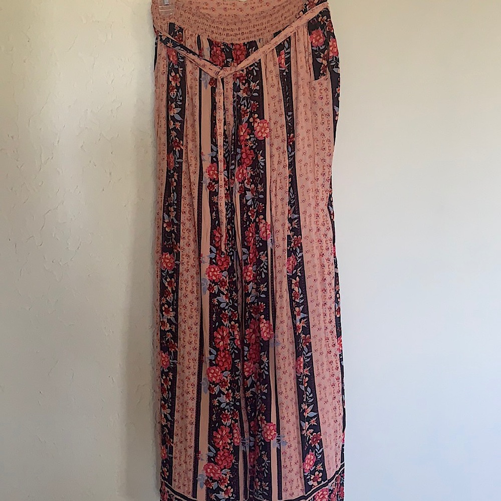 Medium Blue Rain Flower boho pants